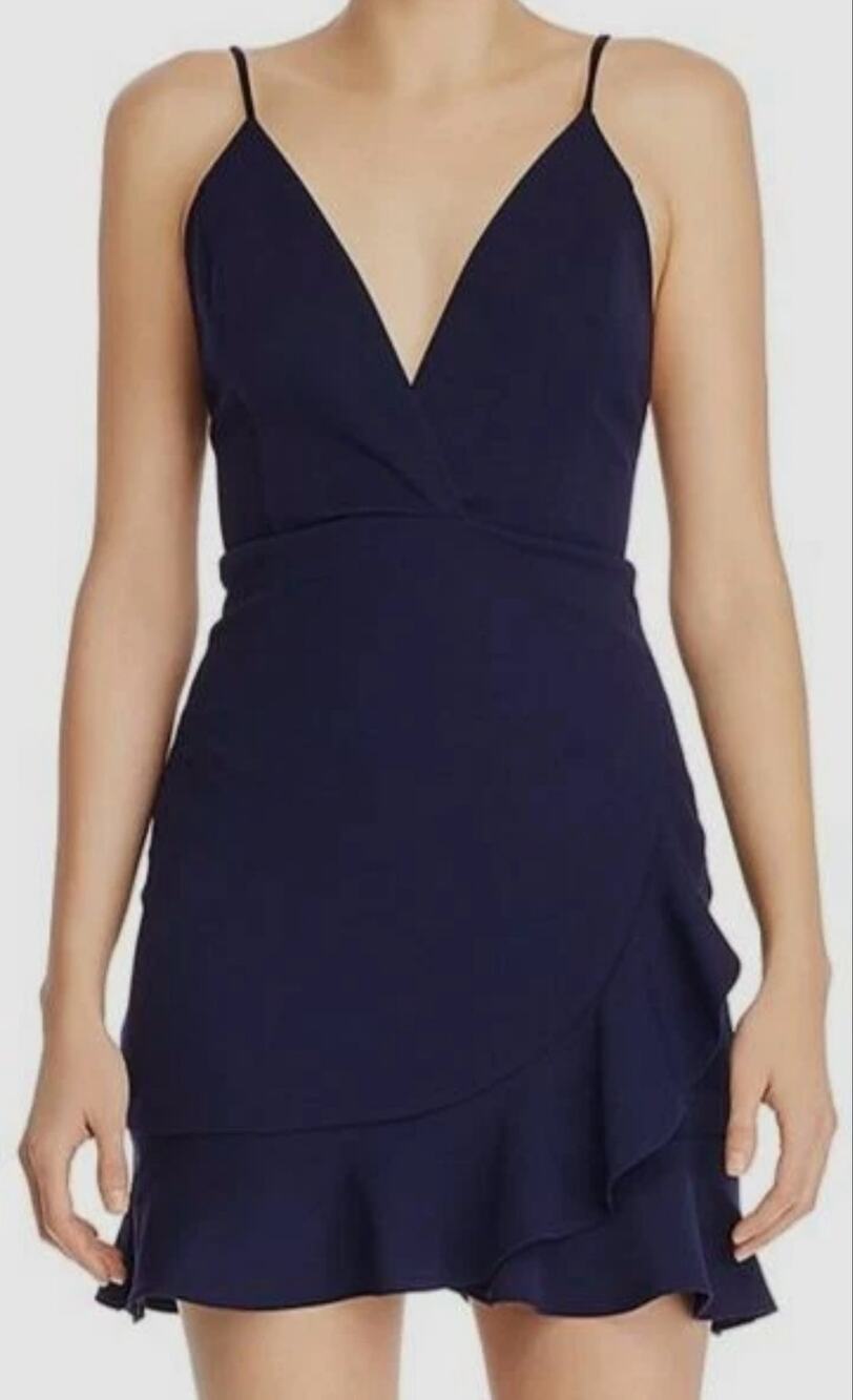 NWT Sunset + Spring Bloomingdale Navy Blue V-Neck Dress Size Small